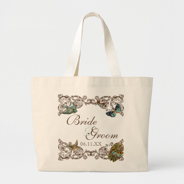 Botanica Wedding Ensemble - Personalisiert Tote Ba Jumbo Stoffbeutel (Vorne)