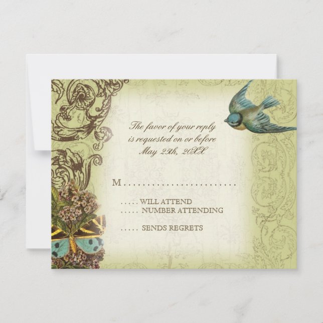Botanica Wedding RSVP Response Card - Cream Tan (Vorderseite)