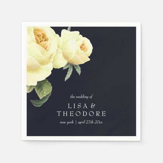 Botanica Yellow Vintage Hochzeit personalisiert Serviette (Vorderseite)
