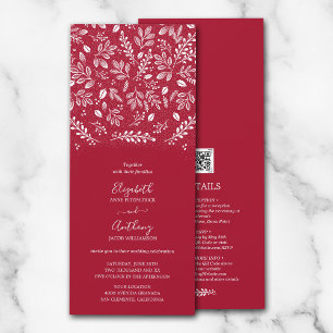Botanical All In One Cranberry Wedding Invitations Einladung
