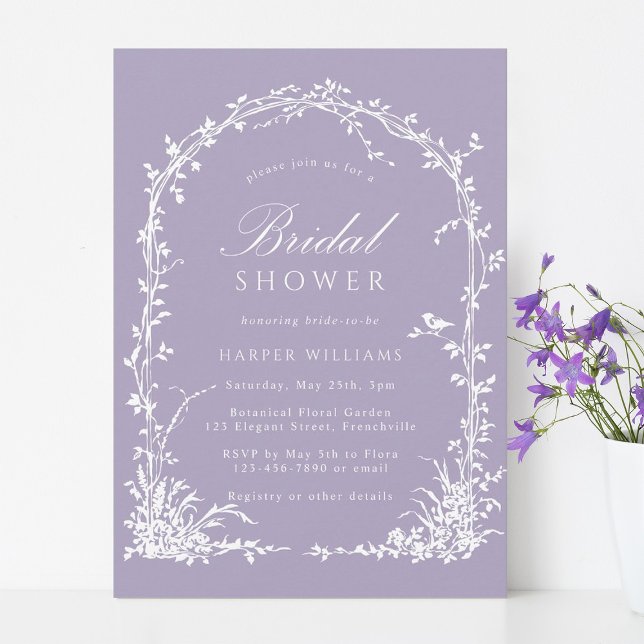 Botanical Arch Garden Lavender Bridal Shower Einladung (Von Creator hochgeladen)