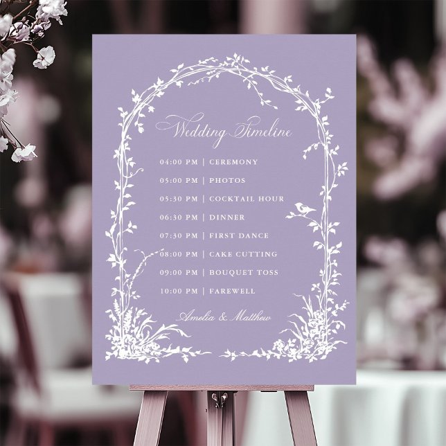 Botanical Arch Garden Lavender Wedding Timeline Poster (Von Creator hochgeladen)