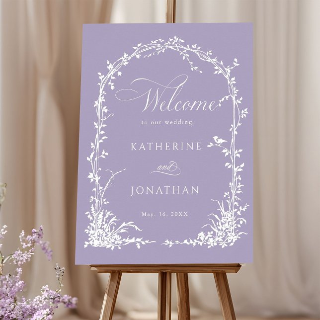  Botanical Arch Garden Lavender Wedding Welcome Poster (Von Creator hochgeladen)