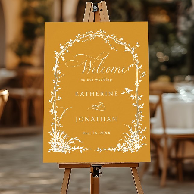 Botanical Arch Garden Wedding Amber Welcome  Poster (Von Creator hochgeladen)