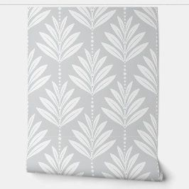 Botanical Art Symmetry XL white leaves silhouette Tapete