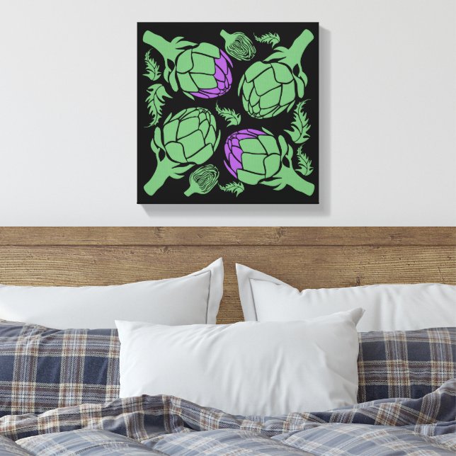 Botanical Artichoke Art Home Decor Leinwanddruck (Insitu (Schlafzimmer))