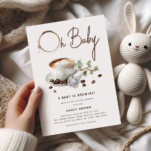 'Botanical Baby is Brewing' Kaffee-Baby-Party Einladung