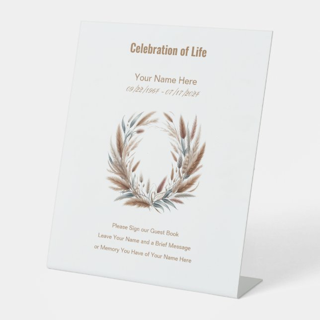 Botanical Bitte unterschreiben Sie dem Gästebuch-S Sockelschild (Vorderseite)