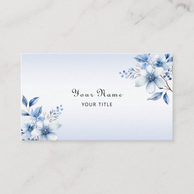 Botanical Blue Flowers Business Card Visitenkarte (Vorderseite)
