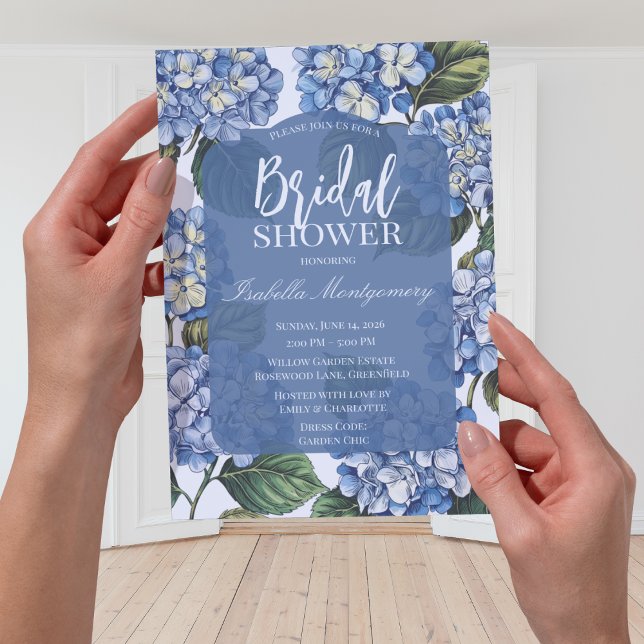 Botanical Blue Hydrangea Floral Einladung (Botanical Blue Hydrangea Floral Invitations
)