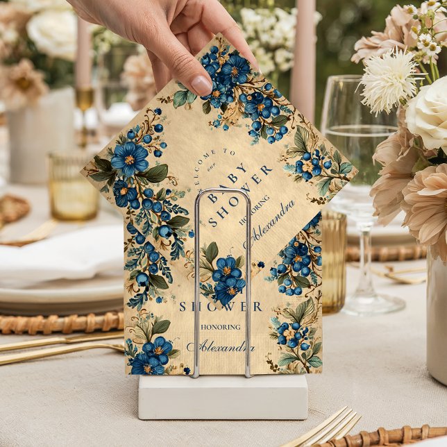 Botanical Blueberry Floral Baby Shower Serviette (Von Creator hochgeladen)