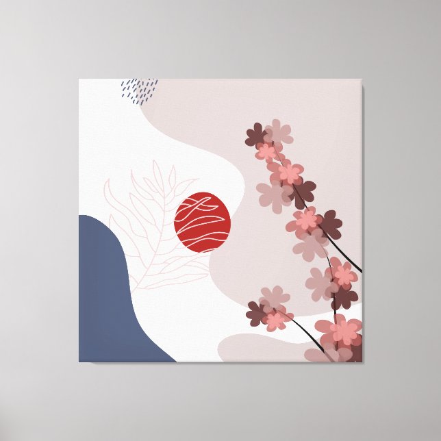 Botanical Boho Blue Magenta Leinwanddruck (Vorderseite)