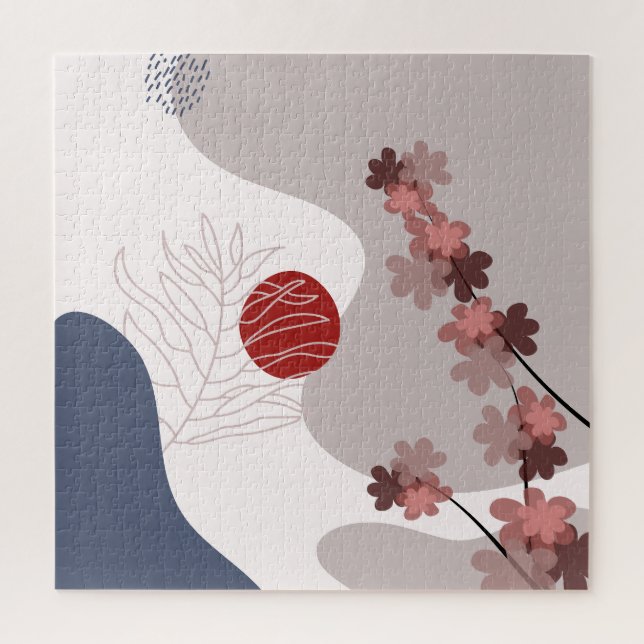 Botanical Boho Blue Magenta Puzzle (Vertikal)