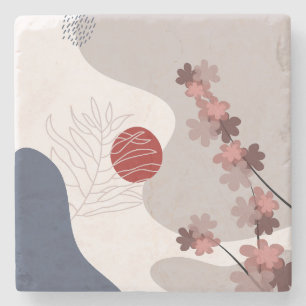 Botanical Boho Blue Magenta Steinuntersetzer