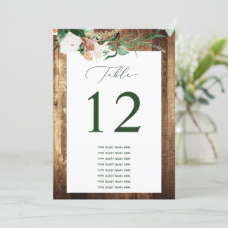 Botanical Boho Custom Guest Name Tischnummer
