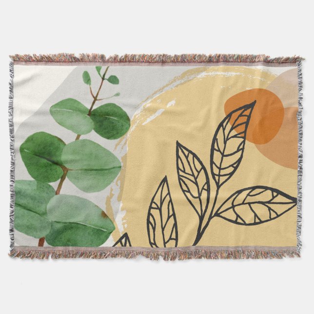 Botanical Boho Green Orange Decke (Vorderseite)