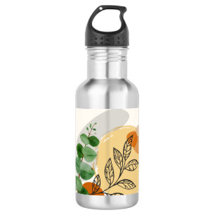 Botanical Boho Green Orange Edelstahlflasche