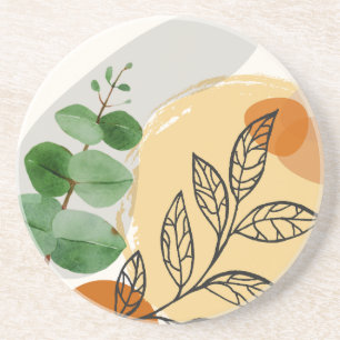 Botanical Boho Green Orange Getränkeuntersetzer