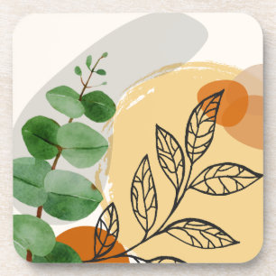 Botanical Boho Green Orange Getränkeuntersetzer