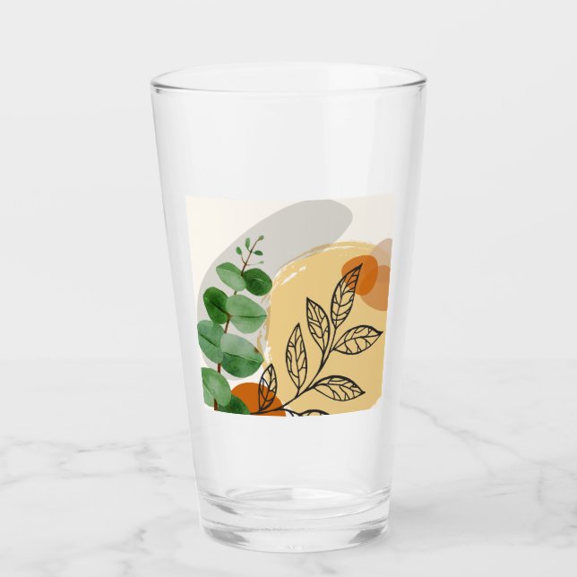 Botanical Boho Green Orange Glas (Vorderseite)