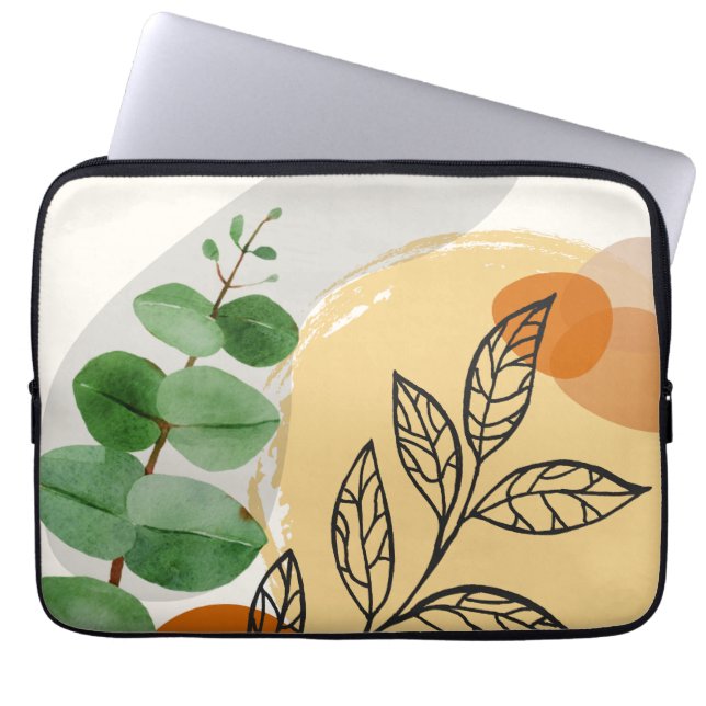 Botanical Boho Green Orange Laptopschutzhülle (Vorderseite)