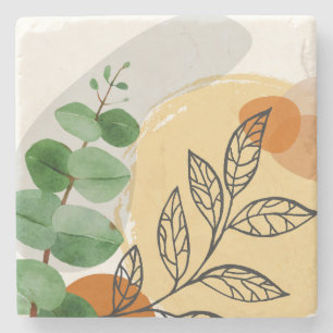 Botanical Boho Green Orange Steinuntersetzer