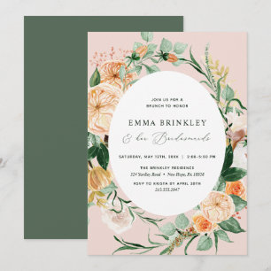 Botanical Boho Pink Bridesmaids Mittagessen Brunch Einladung
