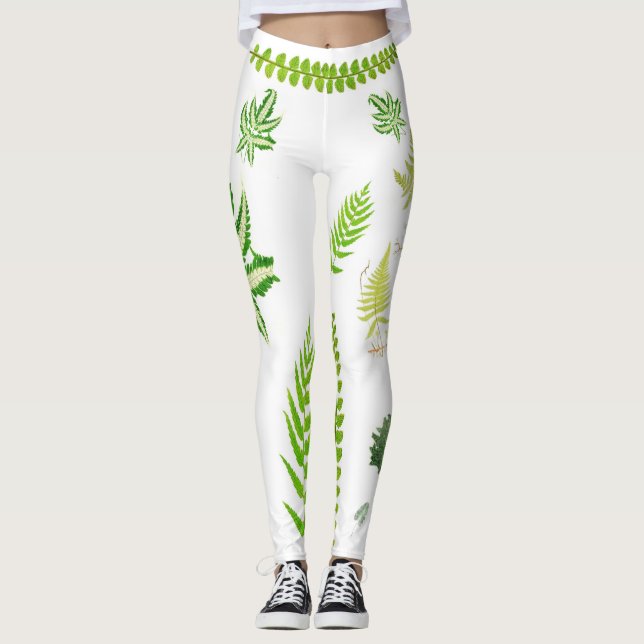 Botanical British Ferns Design Leggings (Vorderseite)