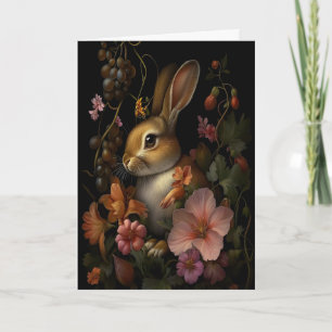 Botanical Bunny Dark Gothic Cottagecore, Dunkel Karte