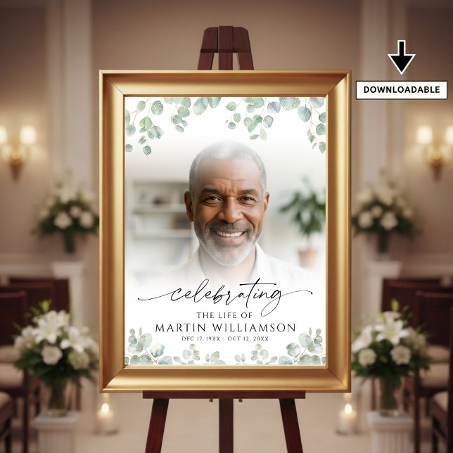 Botanical Celebrating the Life of Photo Funeral Poster (Von Creator hochgeladen)