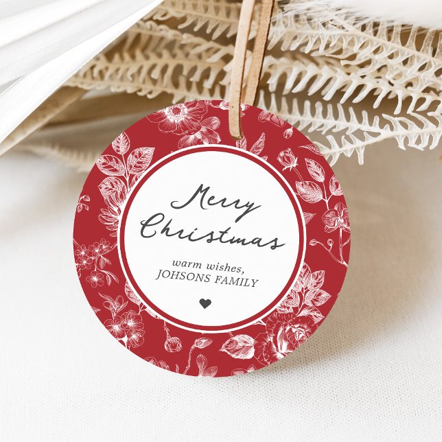 Botanical Christmas Geschenkanhänger (Christmas Family Holiday Favor Tags)