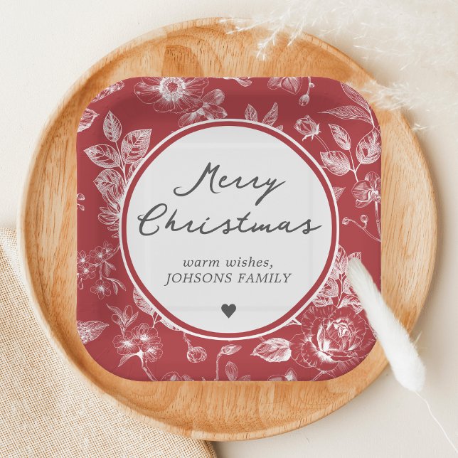 Botanical Christmas Pappteller (Christmas Family Holiday Paper Plate)