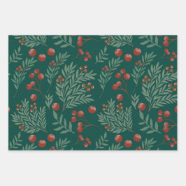 Botanical Christmas Wrapping Paper Geschenkpapier Set