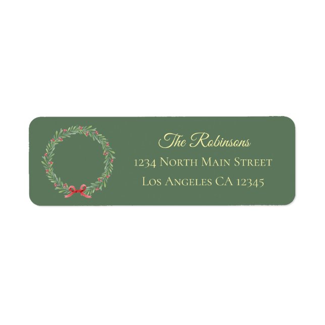 Botanical Christmas Wreath Modern Script Address (Vorne)