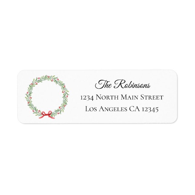 Botanical Christmas Wreath Modern Script Address (Vorne)