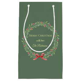 Botanical Christmas Wreath Modern Script  Kleine Geschenktüte