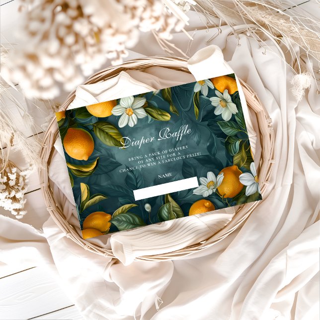 Botanical Citrus Garden Baby Shower Diapper Raffle Begleitkarte (Von Creator hochgeladen)