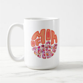Botanical Colorful Orange Floral Mom of Three Kids Kaffeetasse