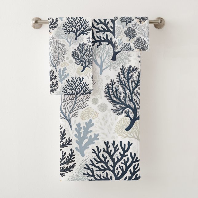 Botanical Coral Ocean Vibes Badhandtuch Set (Insitu)