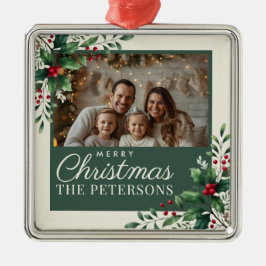 Botanical Cream Custom Photo Christmas Ornament