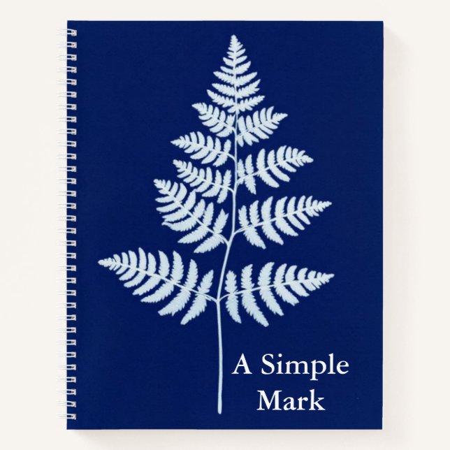 Botanical Cyanotype Art | Fern Silhouette Print Notizbuch (Vorderseite)