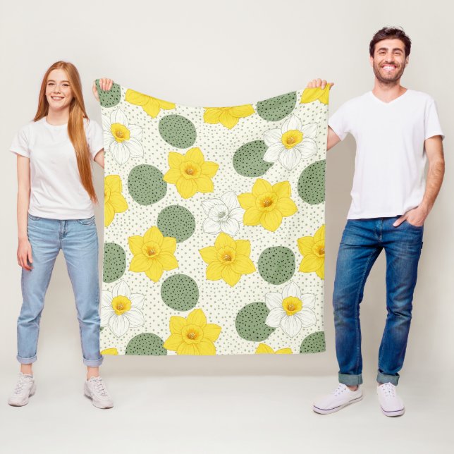 Botanical Daffodil Floral Geometric Pattern (1) Fleecedecke (Beispiel)
