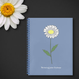 Botanical Daisy Blume Blue Notebook Notizbuch