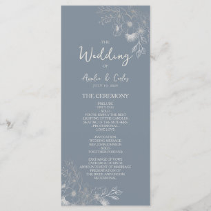 Botanical Dusty Blue Wedding Programm