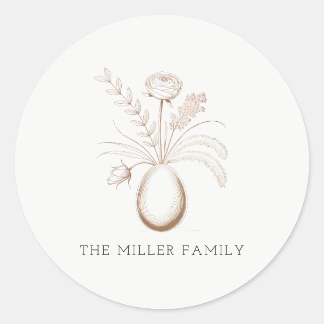 Botanical Easter Personalized Round Sticker (Vorderseite)