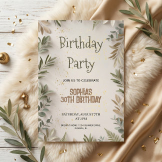 Botanical Elegant Birthday for Adults Einladung
