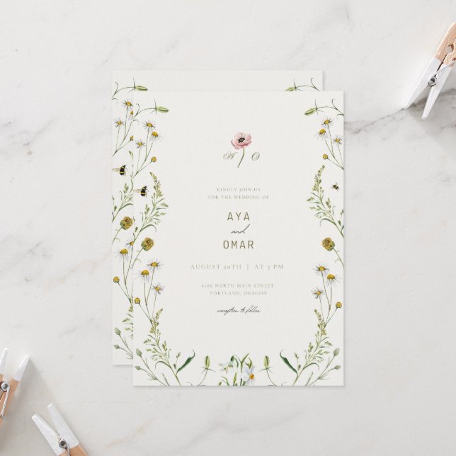 Botanical Elegant Wedding Invitation – Floral Desi Einladung (Vorderseite/Rückseite Beispiel)