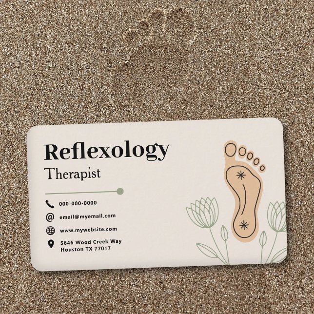 Botanical Elements & Footprint - Reflexology Visitenkarte (Botanical Elements & Footprint - Reflexology Business Card)