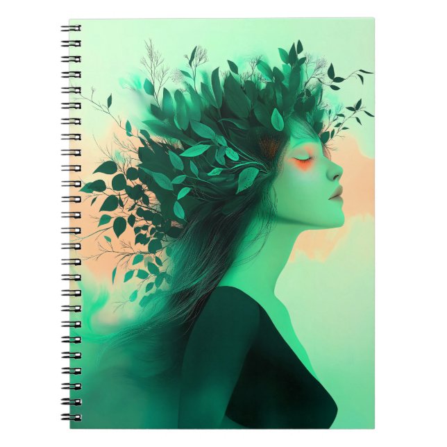 Botanical Emerald Woman Notebook Notizblock (Vorderseite)