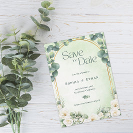 Botanical Eucalyptus Sage Green Garden Wedding Save The Date